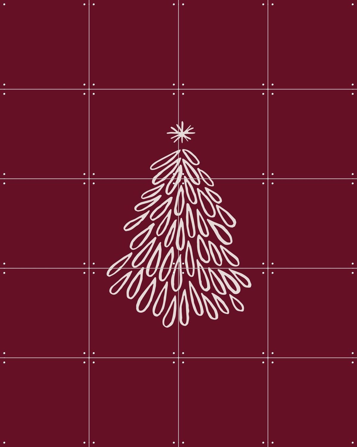 IXXI Minimalist Christmas Tree, Palmartprints - 80 x 100 cm - Grote wanddecoratie en posters - Minimalisme, Modern, Trap, Woonkamer, Slaapkamer, Kerst Rood