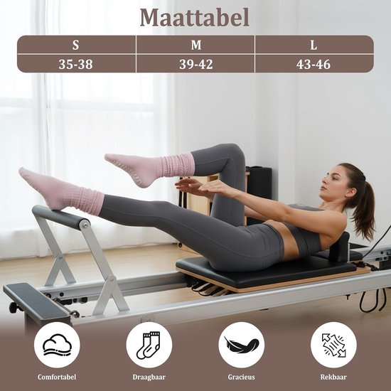 Dames Antislip Sokken voor Yoga en Pilates: Lange Katoenen Sportsokken voor Thuis, Training en Revalidatie - 3 Paar van Athlecia — afbeelding 5