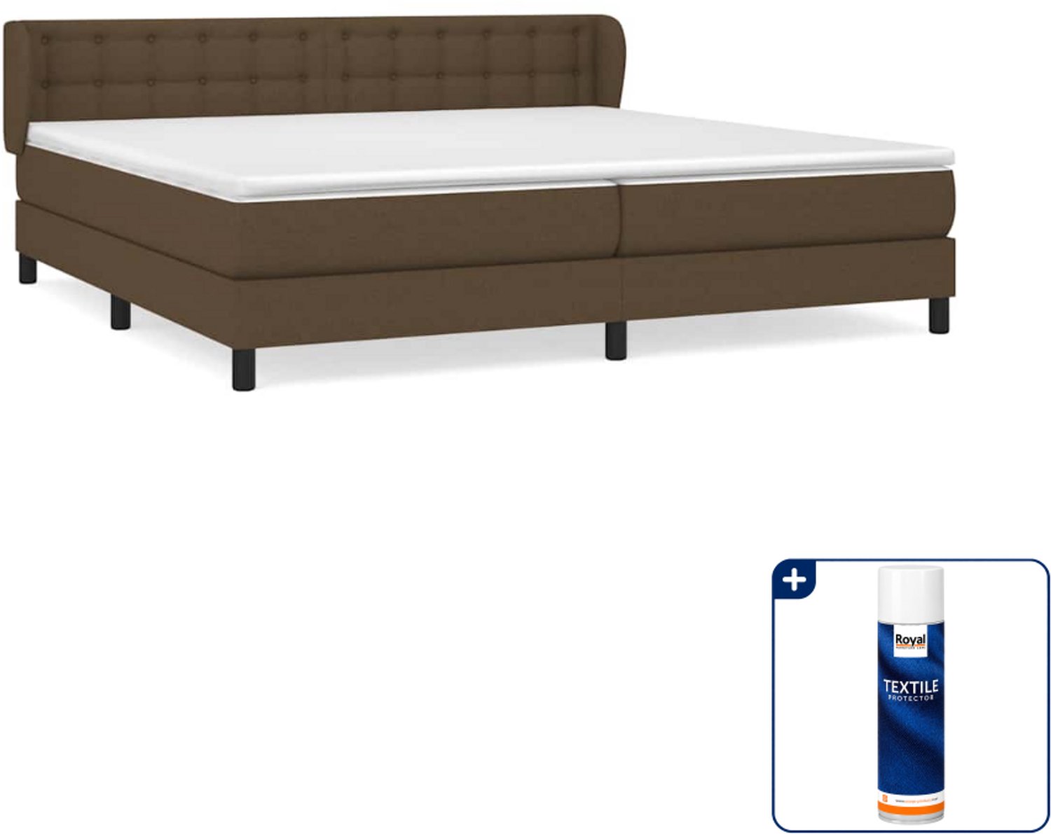 vidaXL boxspring met matras - 200 x 200 cm - donkerbruin - Inclusief textielbeschermer 500 ml