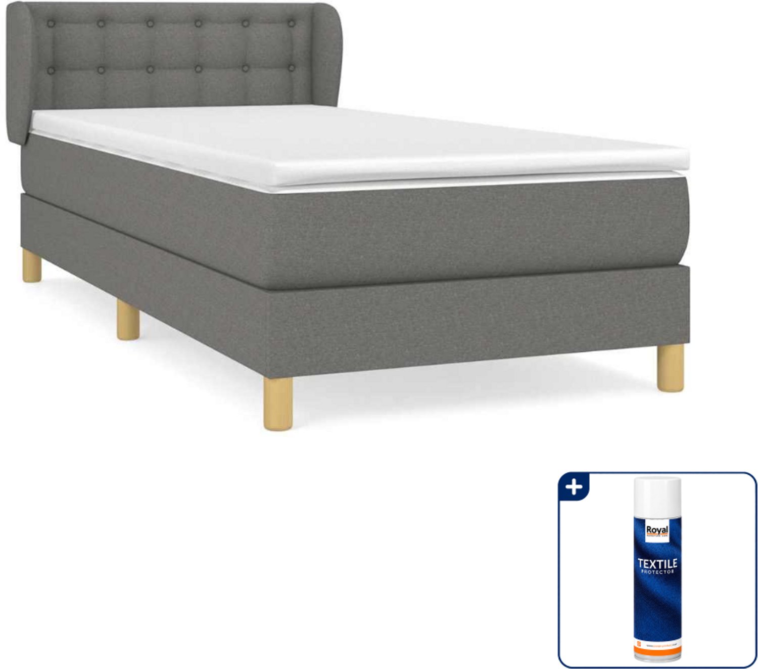 vidaXL boxspring met matras 80 x 200 cm - donkergrijs - Inclusief textielbeschermer 500 ml