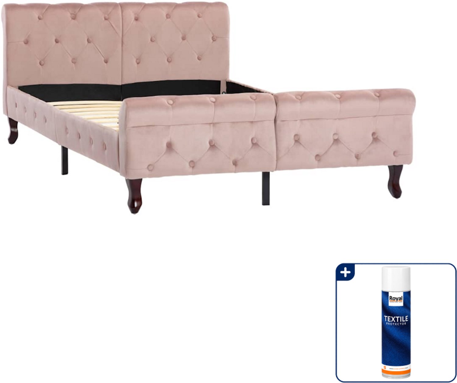 vidaXL bedframe 120 x 200 cm - fluweel - roze - Inclusief textielbeschermer 500 ml