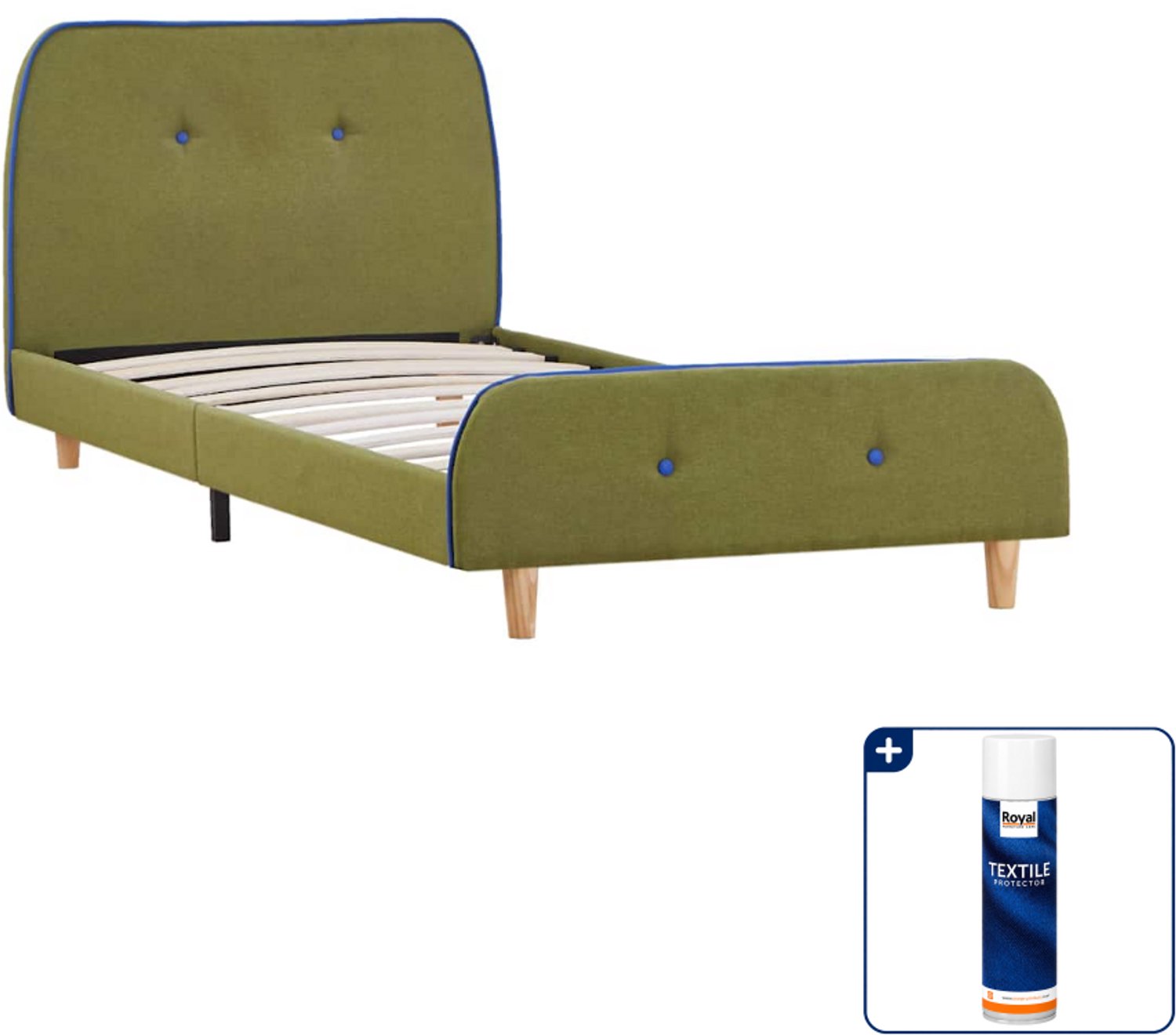 vidaXL Bedframe - 90 x 200 cm - groen - Inclusief textielbeschermer 500 ml