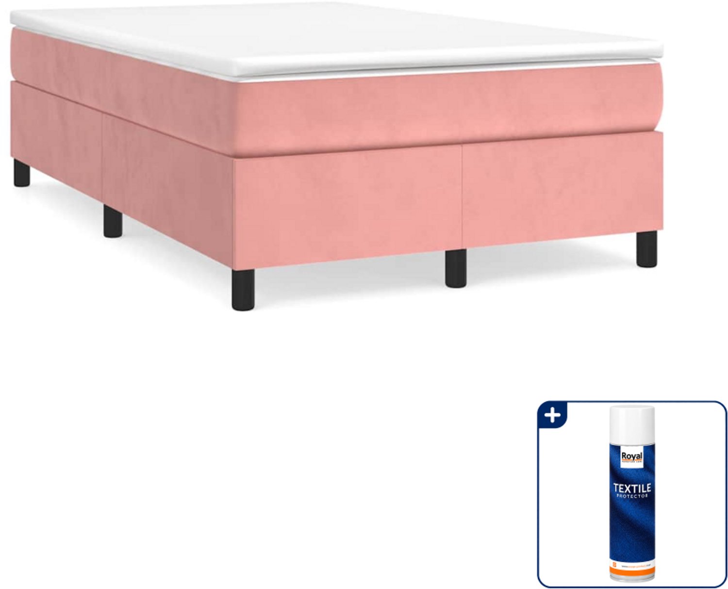 vidaXL boxspring bed - 120 x 200 cm - fluweel - roze - Inclusief textielbeschermer 500 ml Blauw