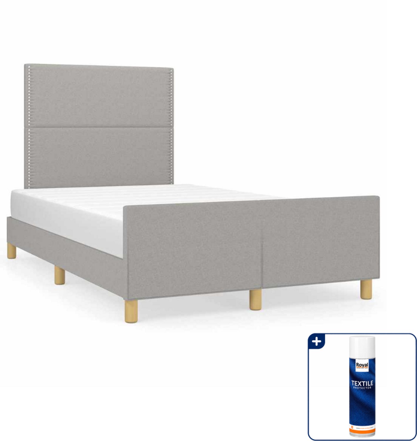 vidaXL bedframe - 120 x 200 cm - stof - lichtgrijs - Inclusief textielbeschermer 500 ml Zwart