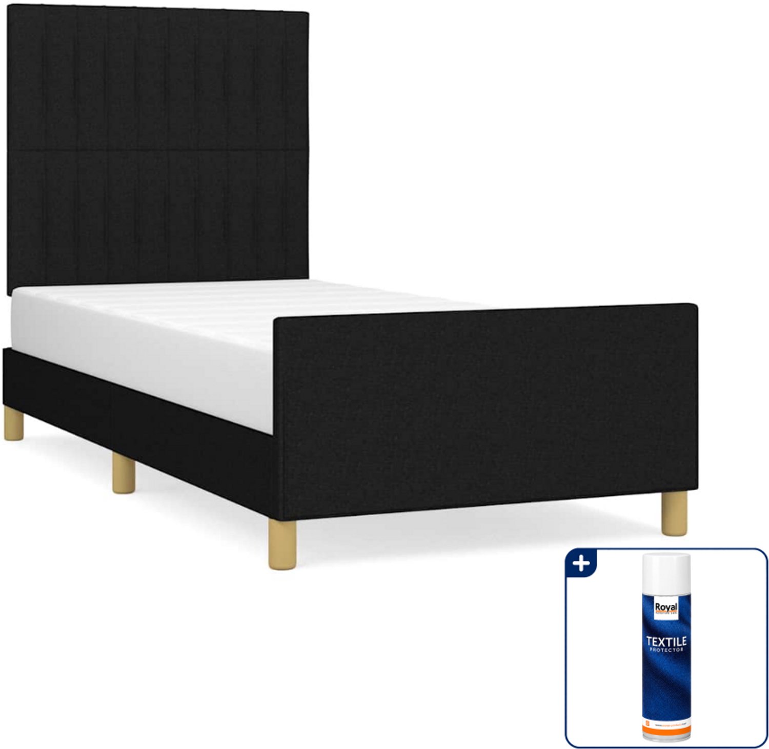 vidaXL bedframe 100 x 200 cm - stof - zwart - Inclusief textielbeschermer 500 ml