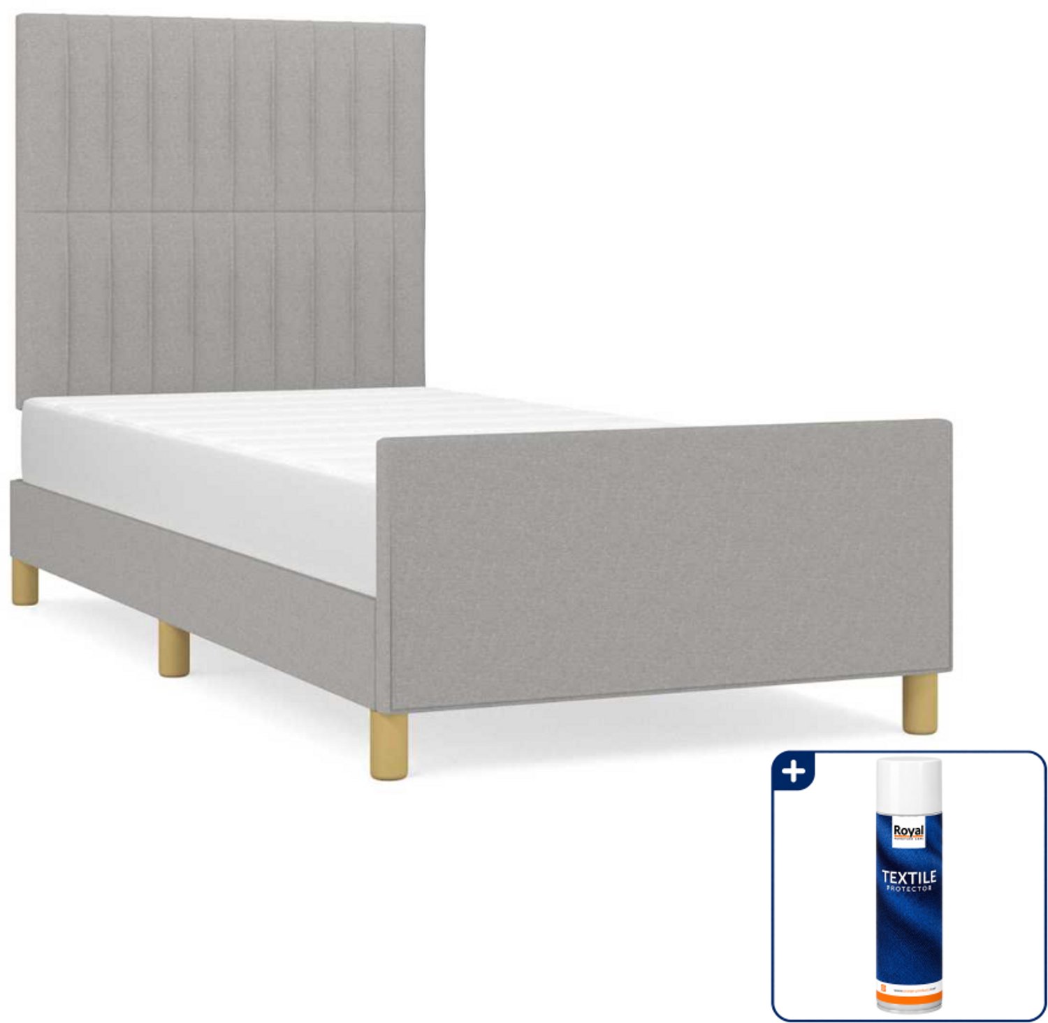vidaXL bedframe 90 x 200 cm - stof - lichtgrijs - Inclusief textielbeschermer 500 ml