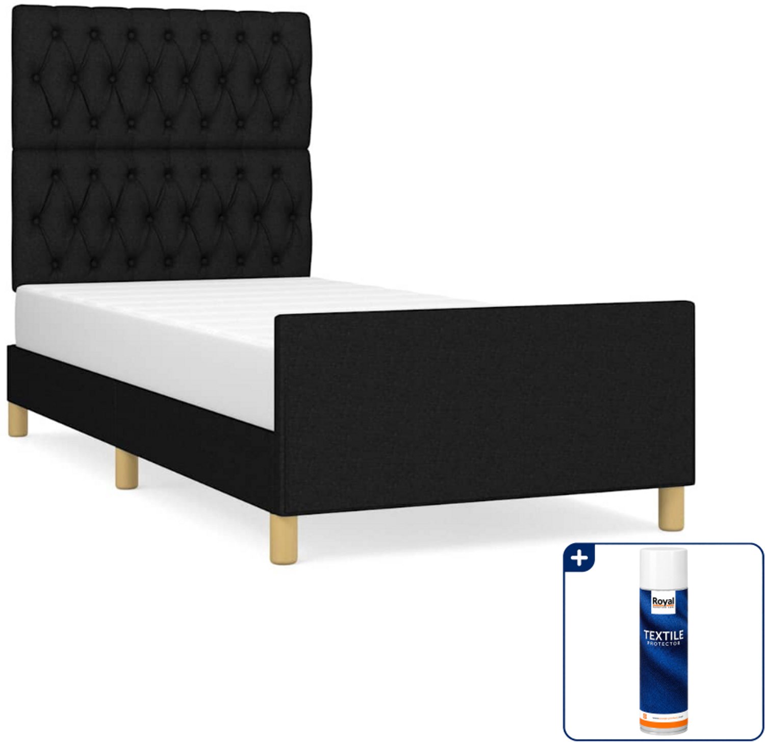 vidaXL bedframe - 100 x 200 cm - stof - zwart - Inclusief textielbeschermer 500 ml