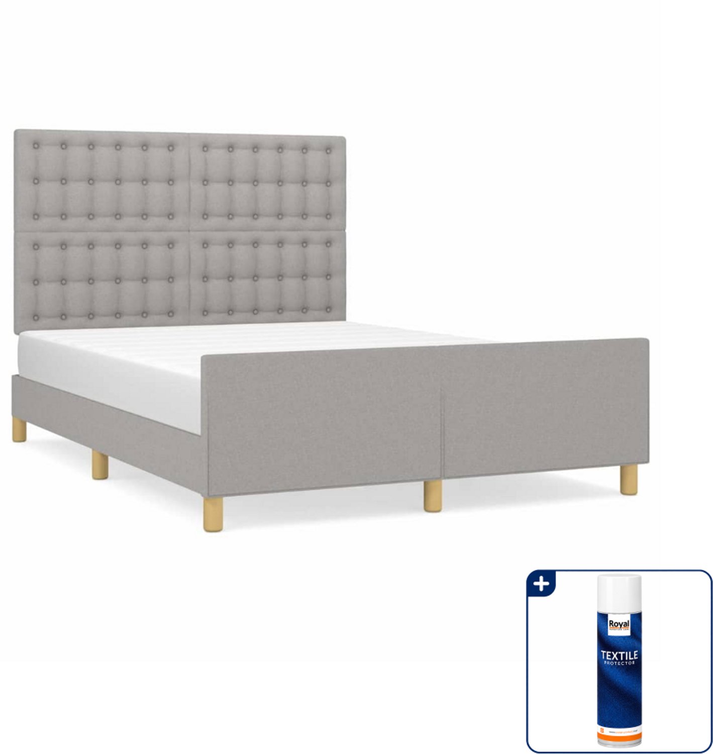 vidaXL bedframe - 140 x 190 cm - stof - lichtgrijs - Inclusief textielbeschermer 500 ml