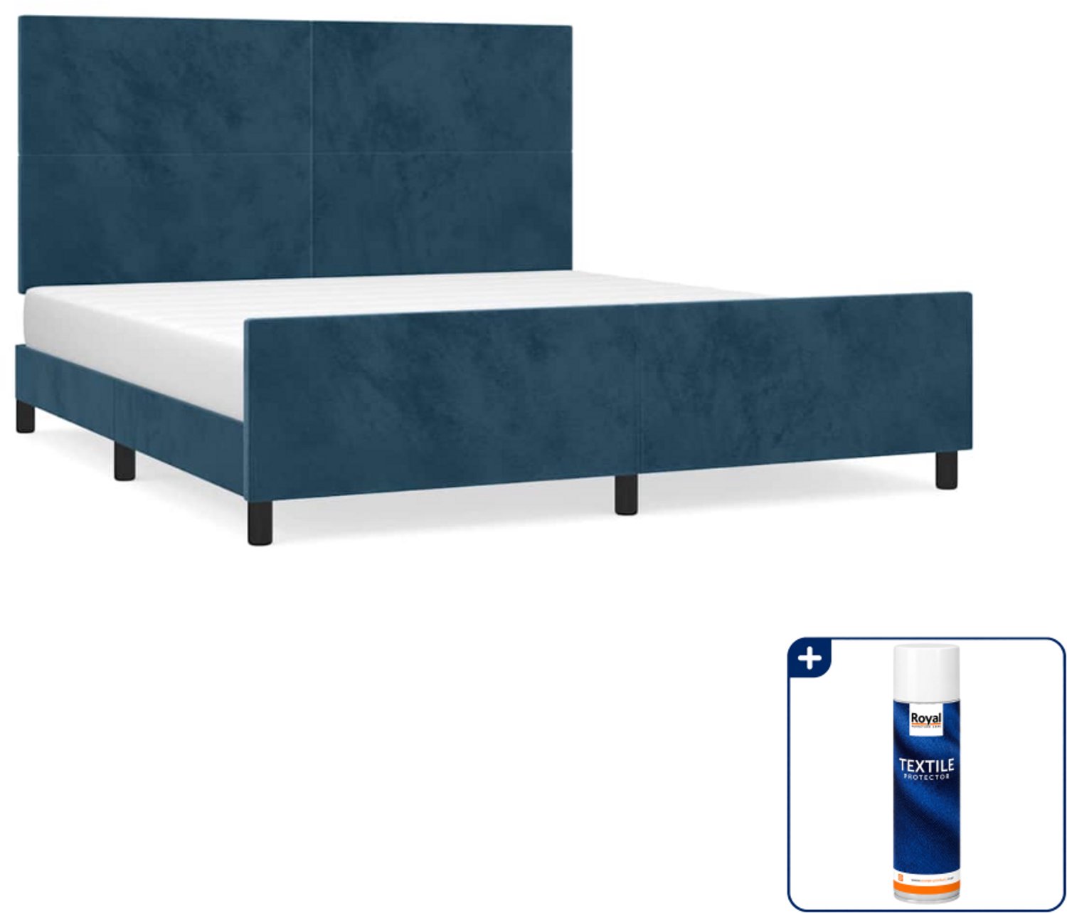 vidaXL bedframe - Queensize 160 x 200 cm - fluweel - donkerblauw - Inclusief textielbeschermer 500 ml
