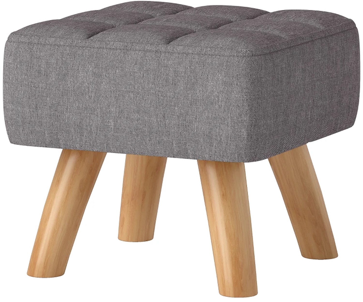 ZYLARO Gestoffeerde voetenbank - Linnenlook - Houten poten - Draagvermogen 110 kg - Grijs