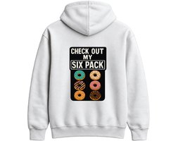 Voedsel Hoodie – CHECK OUT MY SIX PACK – Donut Outfit – Unisex Hoodie voor Dames & Heren – Leuk Cadeau