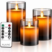 Aurae Led Kaarsen met Bewegende Vlam - 3x - Echte Wax - Afstandsbediening - 250+ Branduren - op Batterijen - Flikkerende Vlam - Timer - Kerst Kaarsen