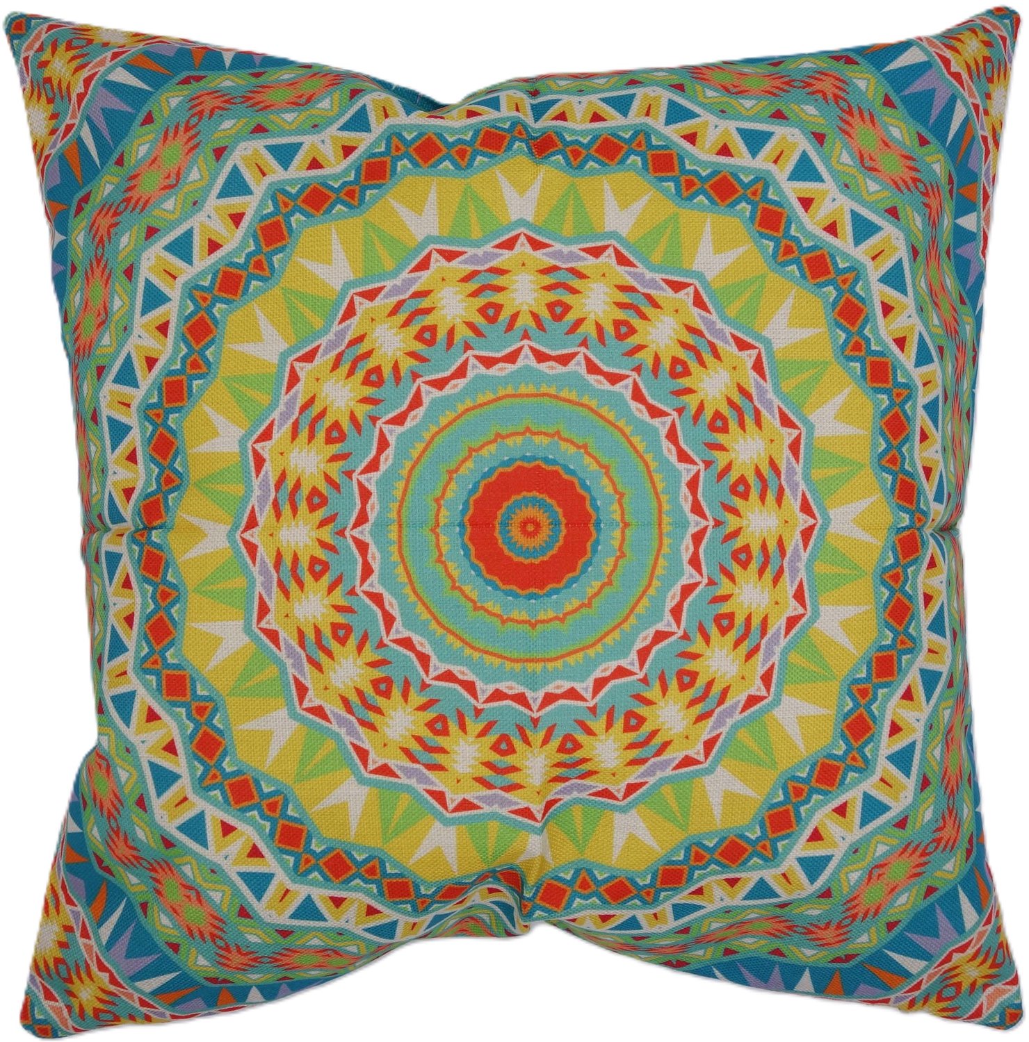 De Kussenkraam Ibiza Mandala kussenhoes Valeria linnenlook 43 x 43 cm | Exclusief binnenkussen blauw lila geel zalm