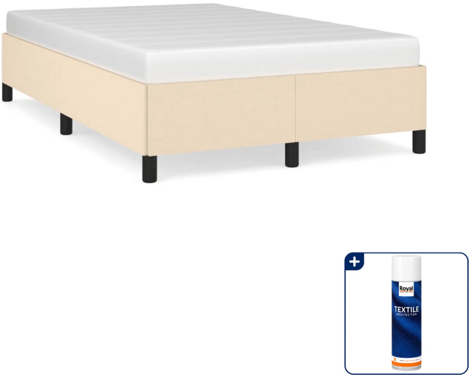 vidaXL bedframe 120 x 190 cm - stof - crème - Inclusief textielbeschermer 500 ml