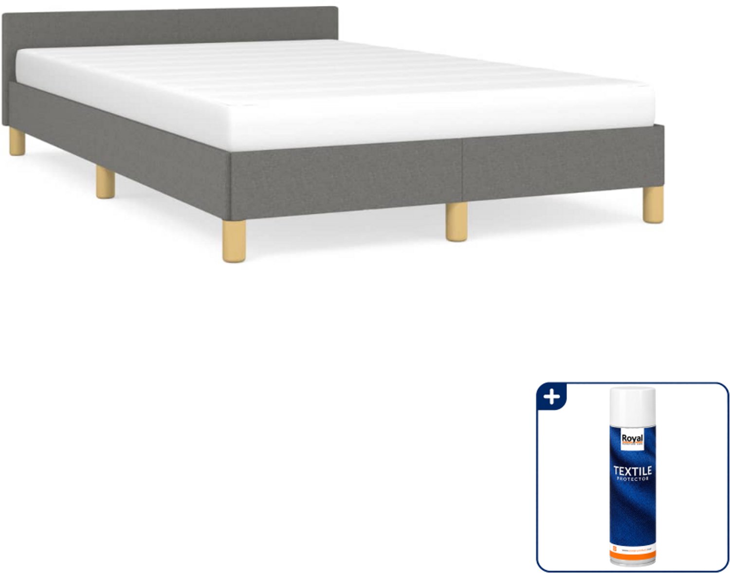 vidaXL Bedframe - 120 x 190 cm - stof - donkergrijs - Inclusief textielbeschermer 500 ml