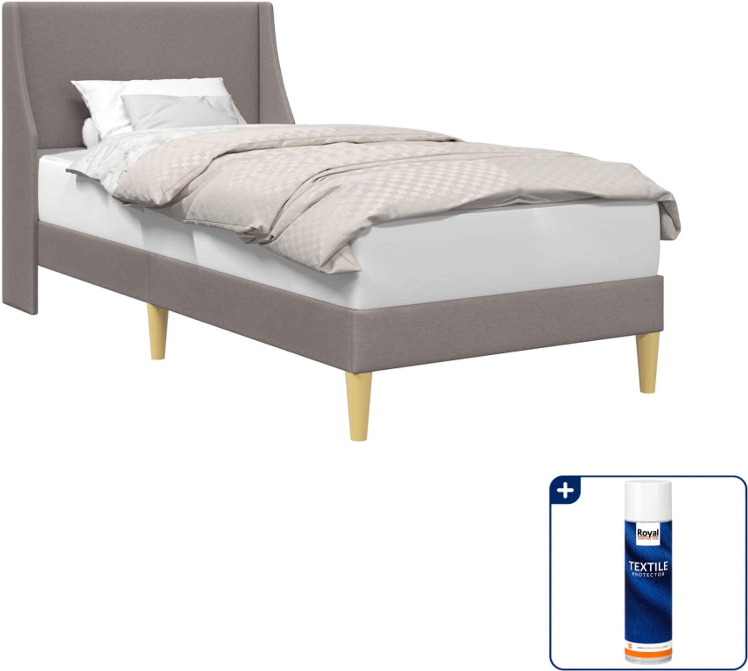 vidaXL bedframe - 90 x 200 cm - stof - taupe - Inclusief textielbeschermer 500 ml