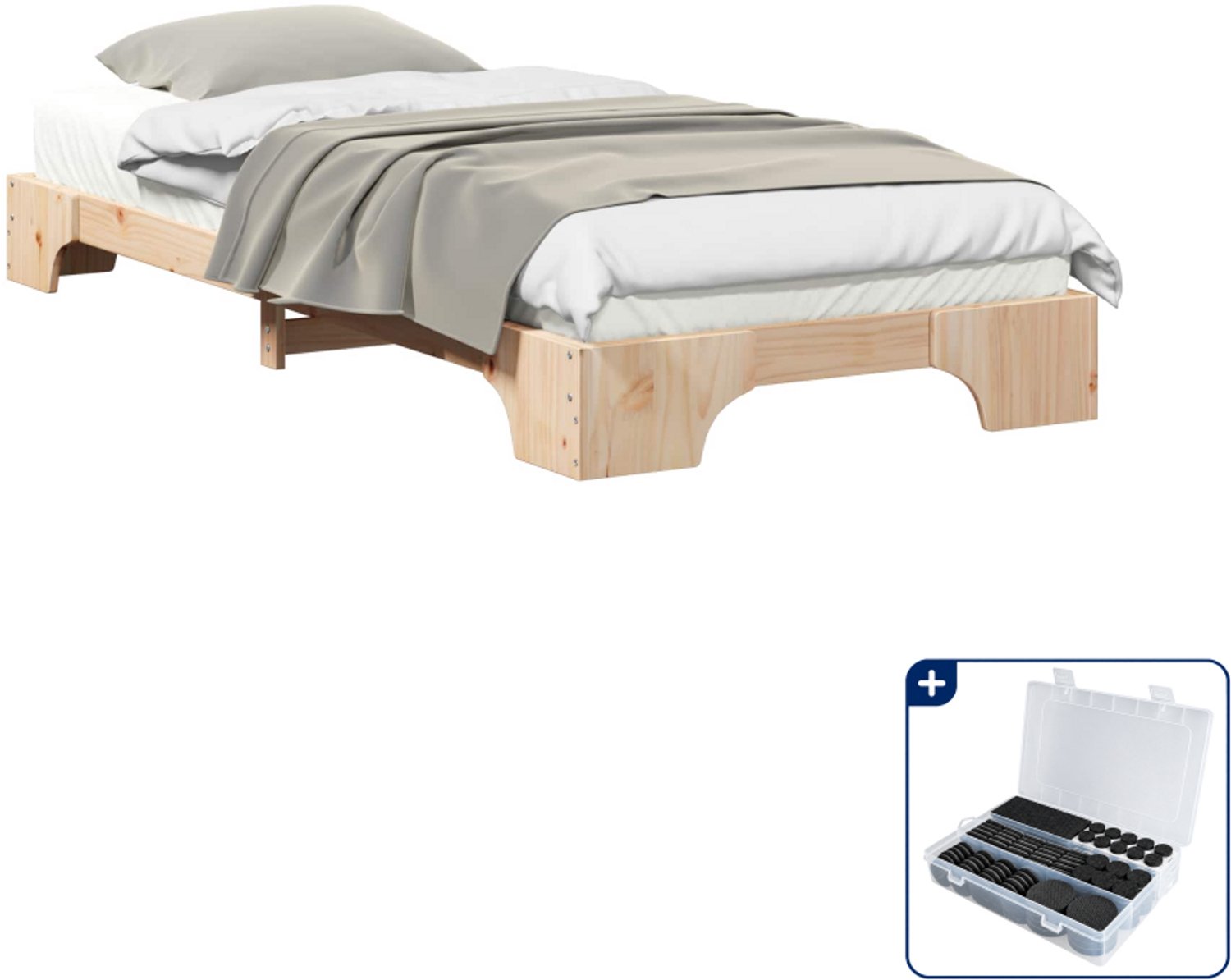 vidaXL bedframe - 200 x 220 cm - massief grenenhout - bruin - Inclusief antikrasvilt 177-delig