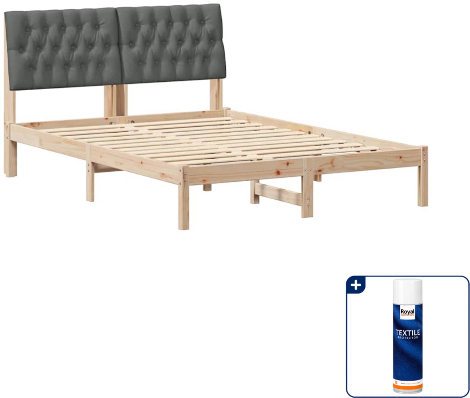 vidaXL bedframe - 135 x 190 cm - bruin - Inclusief textielbeschermer 500 ml