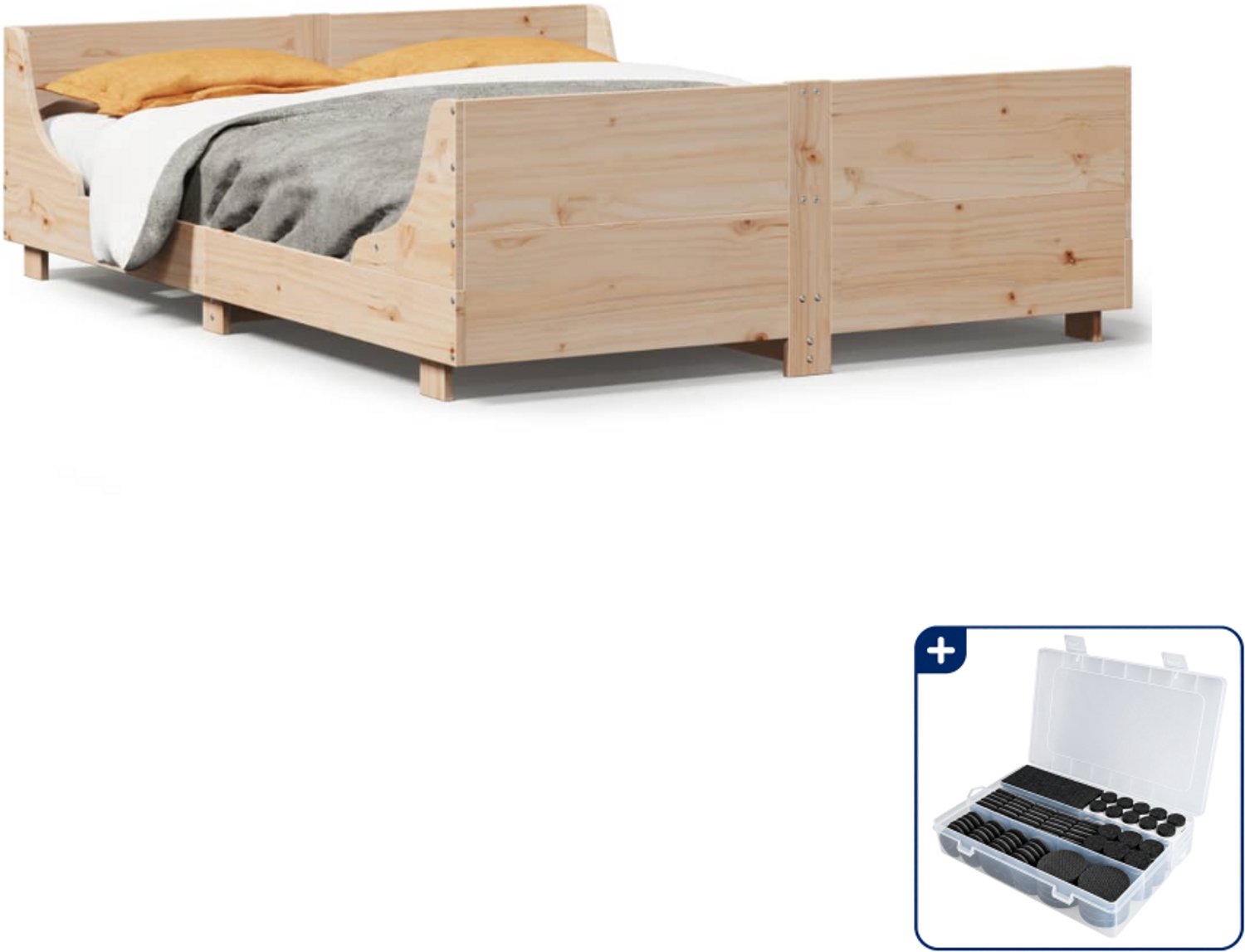 vidaXL bedframe - 120 x 200 cm - massief grenenhout - Inclusief antikrasvilt 177-delig Bruin