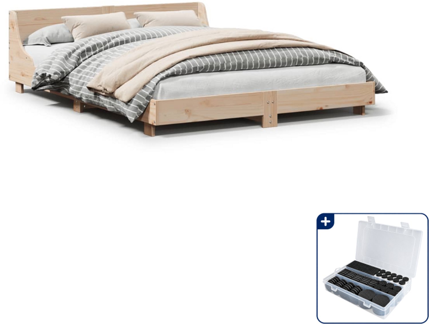 vidaXL bedframe - 120 x 190 cm - massief grenenhout - Inclusief antikrasvilt 177-delig Bruin