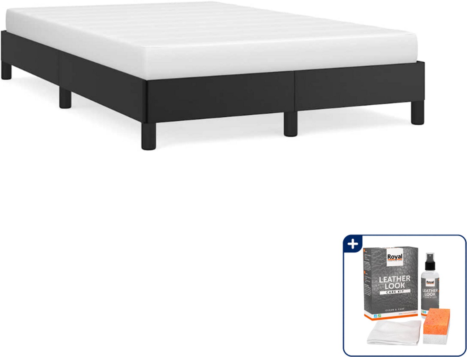 vidaXL bedframe - 120 x 200 cm - kunstleer - zwart - Inclusief onderhoudsset voor kunstleer 150 ml