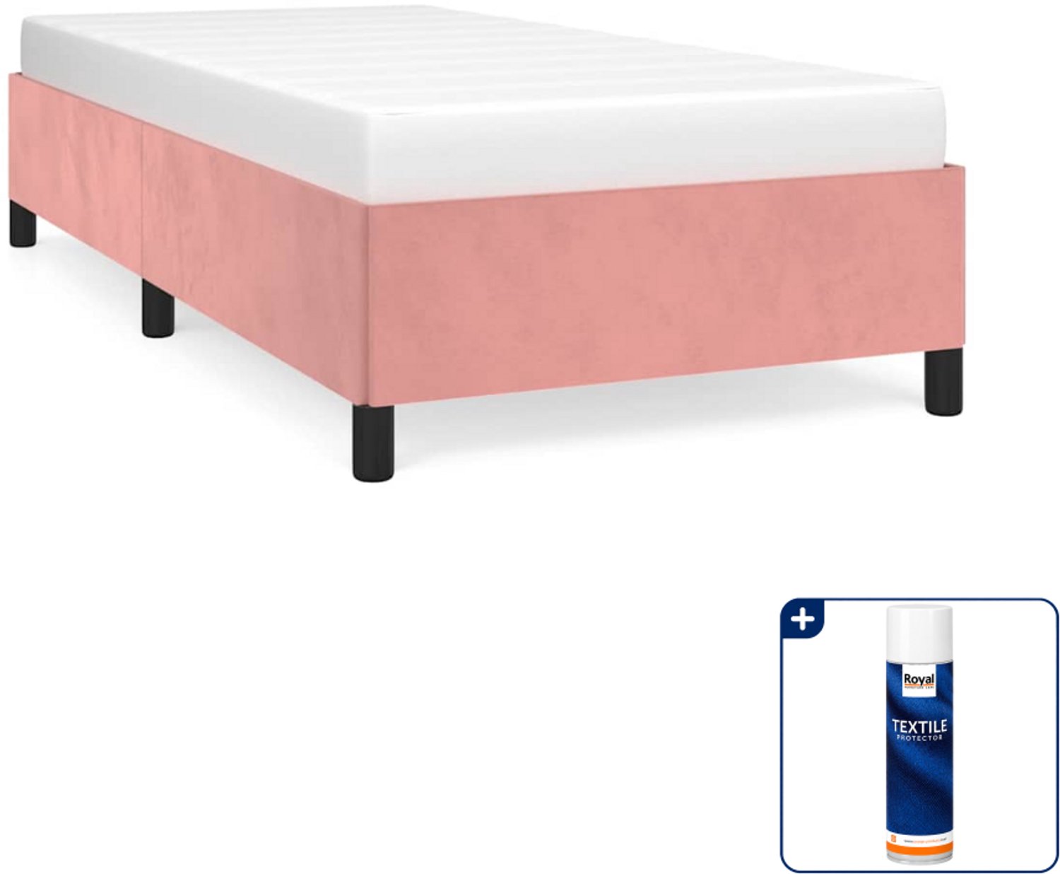 vidaXL bedframe 100 x 200 cm - fluweel - roze - Inclusief textielbeschermer 500 ml