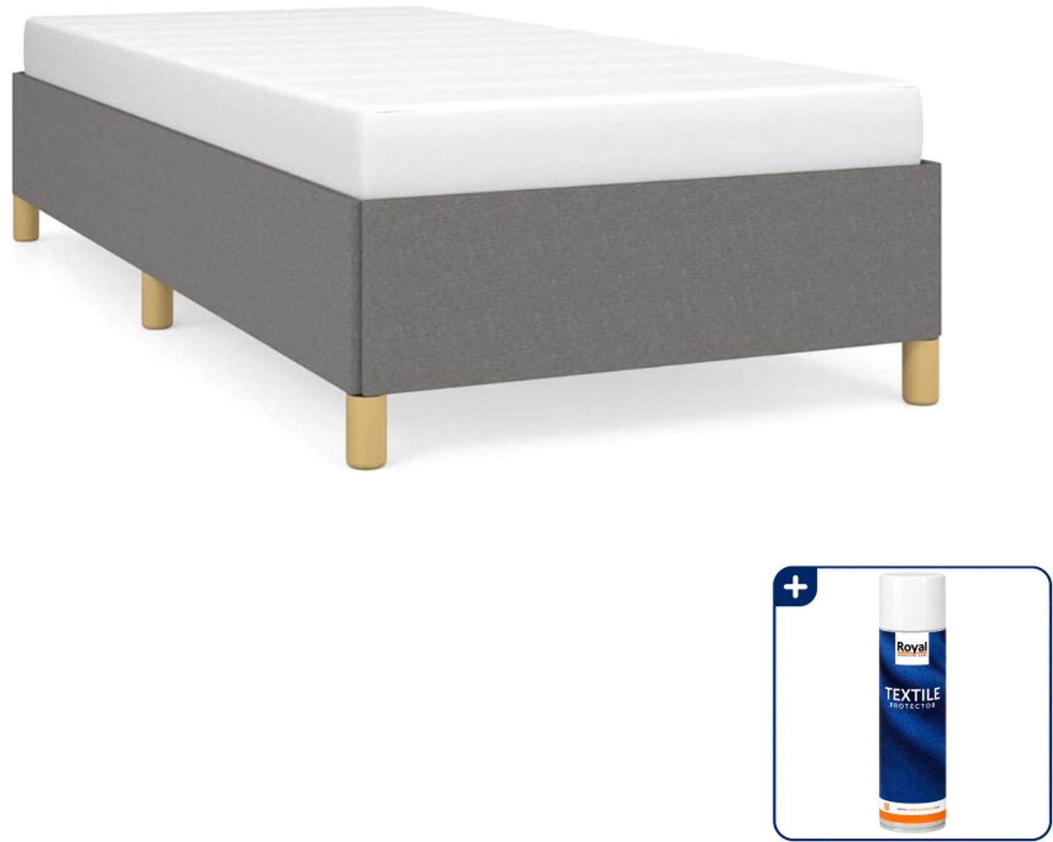 vidaXL bedframe 90 x 190 cm - stof - donkergrijs - Inclusief textielbeschermer 500 ml