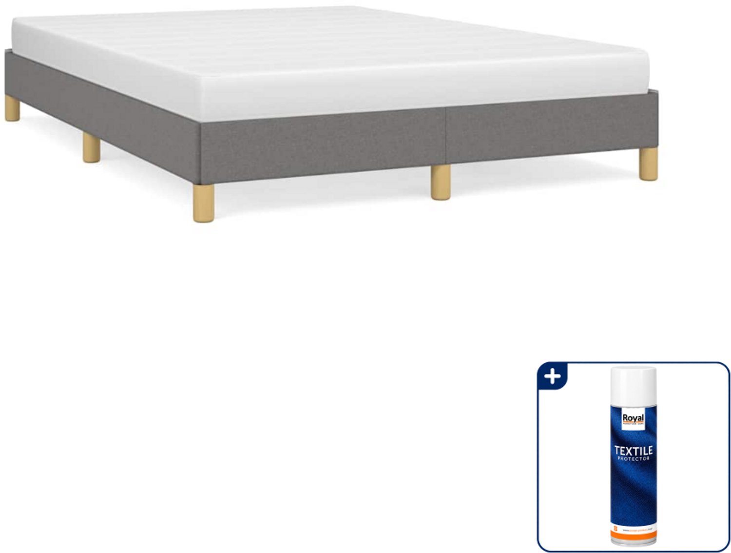 vidaXL Bedframe Queensize - 160 x 200 cm - donkergrijs - Inclusief textielbeschermer 500 ml