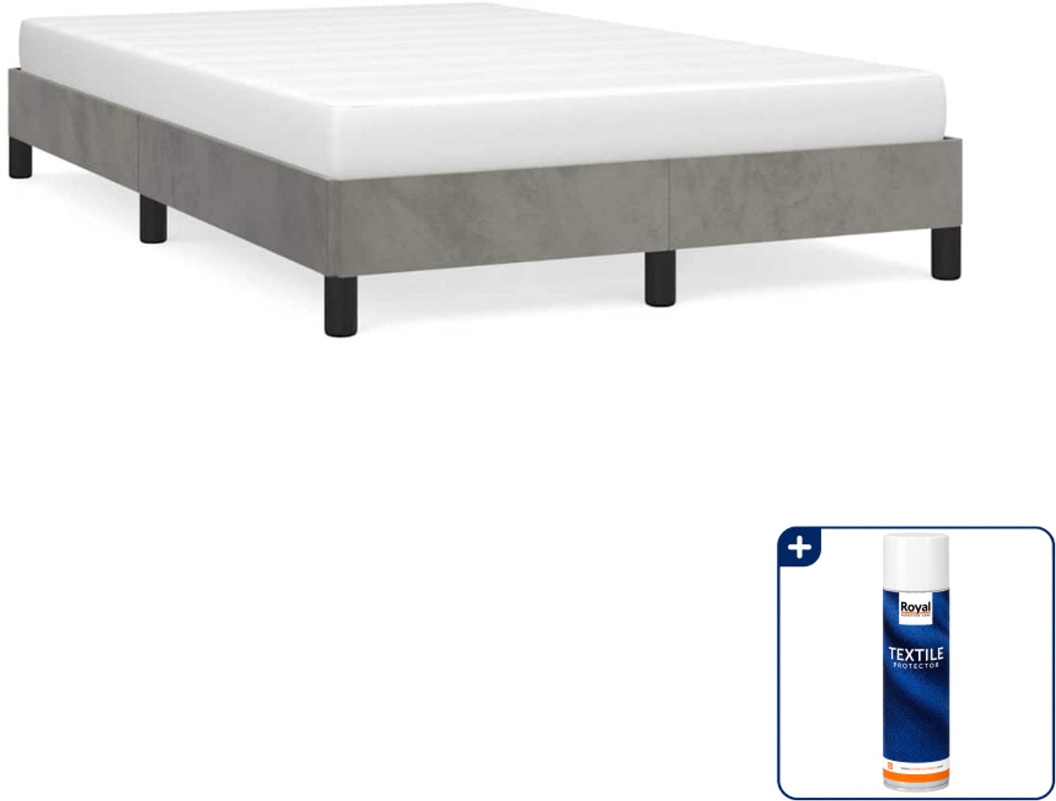 vidaXL bedframe - 120 x 200 cm - fluweel - lichtgrijs - Inclusief textielbeschermer 500 ml