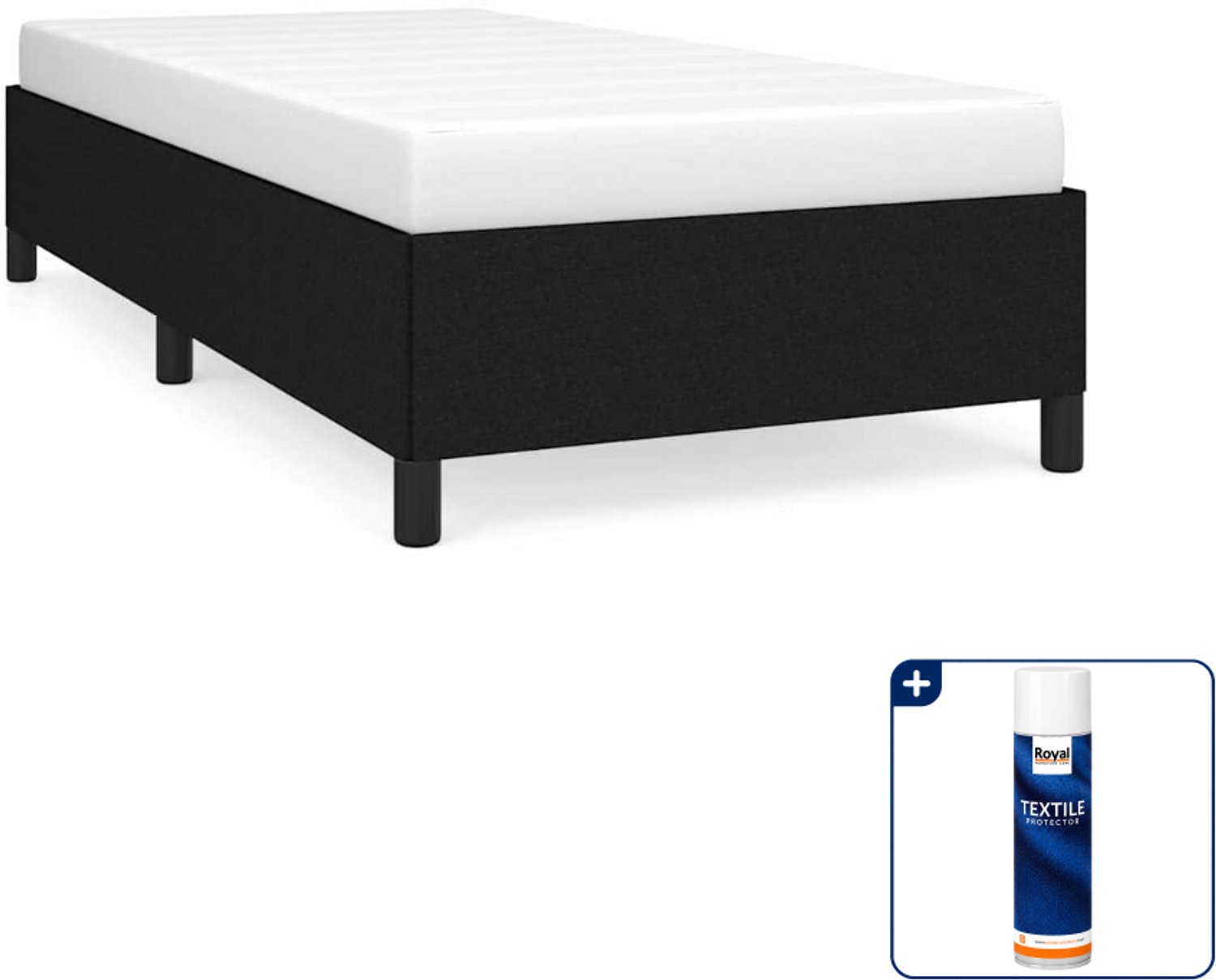 vidaXL bedframe - 80 x 200 cm - stof - zwart - Inclusief textielbeschermer 500 ml