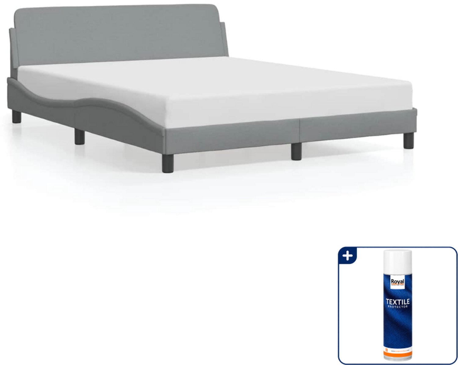 vidaXL Bedframe Dover - 152 x 203 cm - stof - lichtgrijs - Inclusief textielbeschermer 500 ml