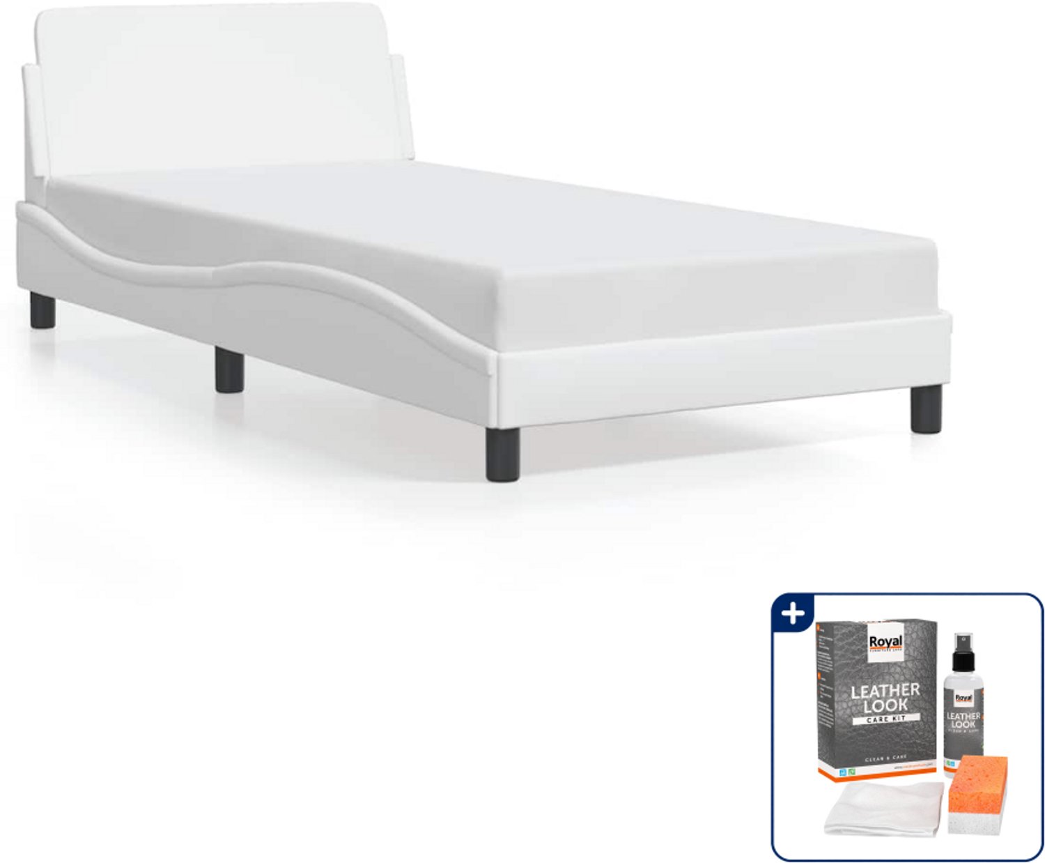 vidaXL Dover bedframe - 100 x 200 cm - kunstleer - wit - Inclusief onderhoudsset voor kunstleer 150 ml