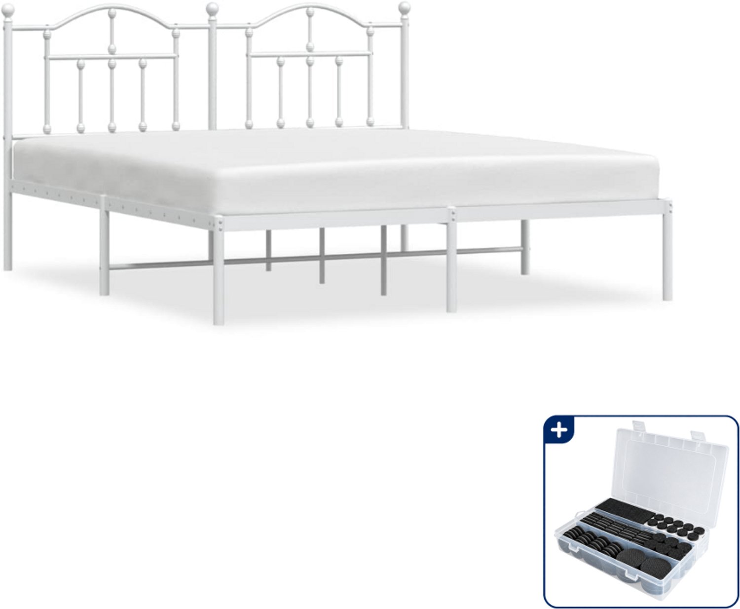 vidaXL bedframe - Kingsize - 180 x 200 cm - wit - Inclusief antikrasvilt 177-delig