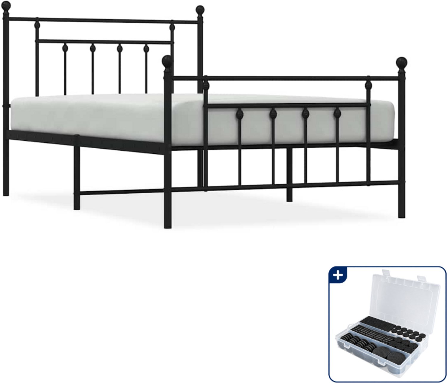 vidaXL bedframe - 100 x 200 cm - staal - zwart - Inclusief antikrasvilt 177-delig