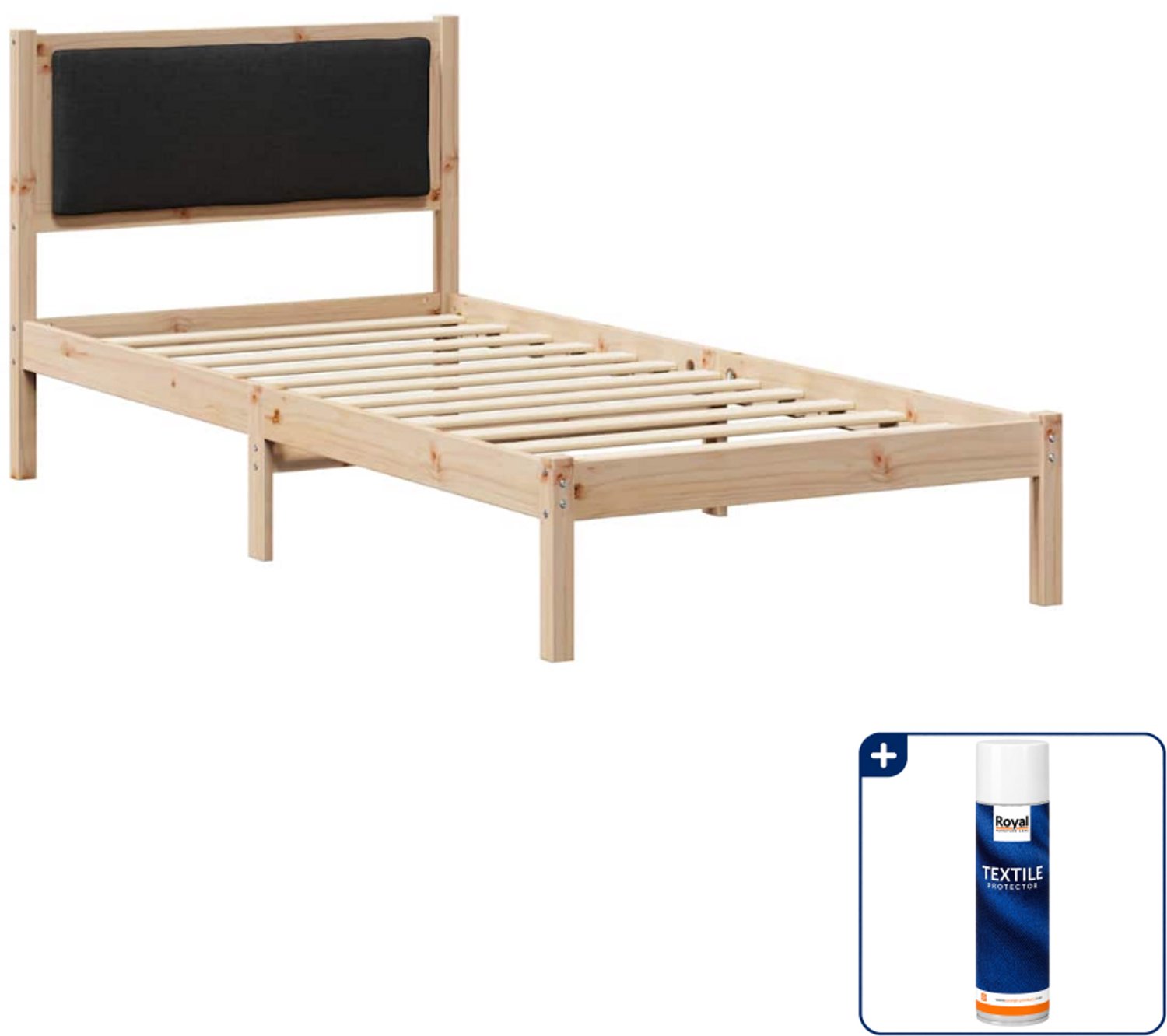 vidaXL bedframe - 100 x 200 cm - massief grenenhout - zwart - Inclusief textielbeschermer 500 ml