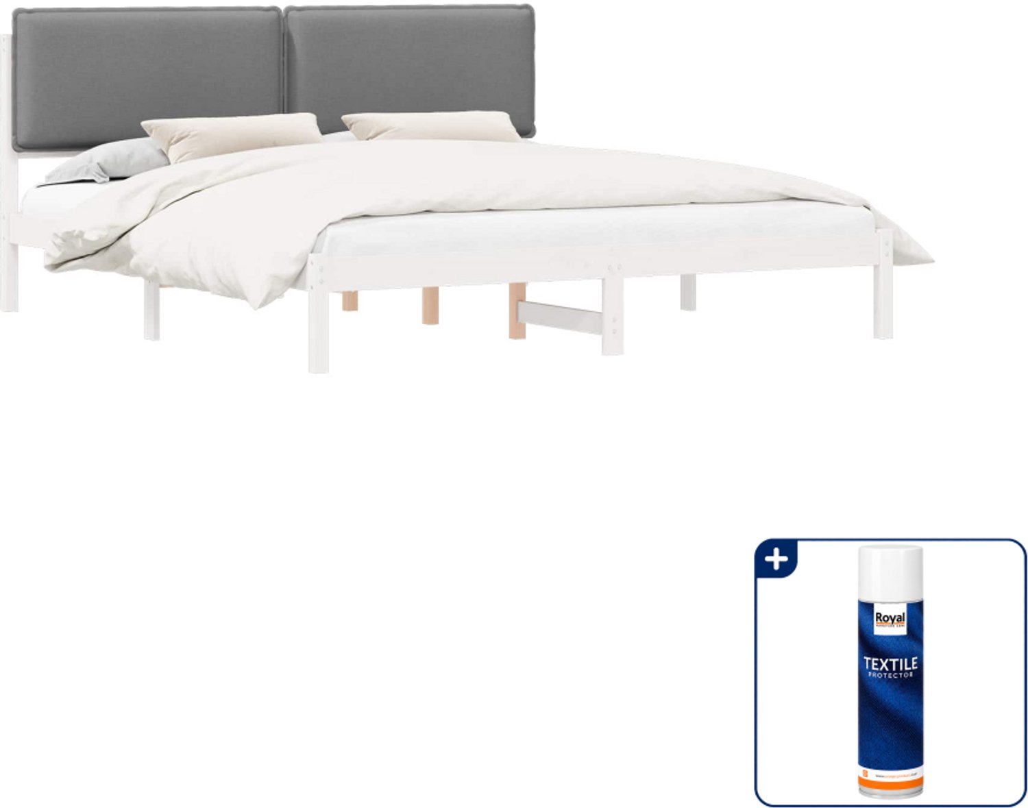 vidaXL bedframe - Kingsize - 180 x 200 cm - lichtgrijs - Inclusief textielbeschermer 500 ml