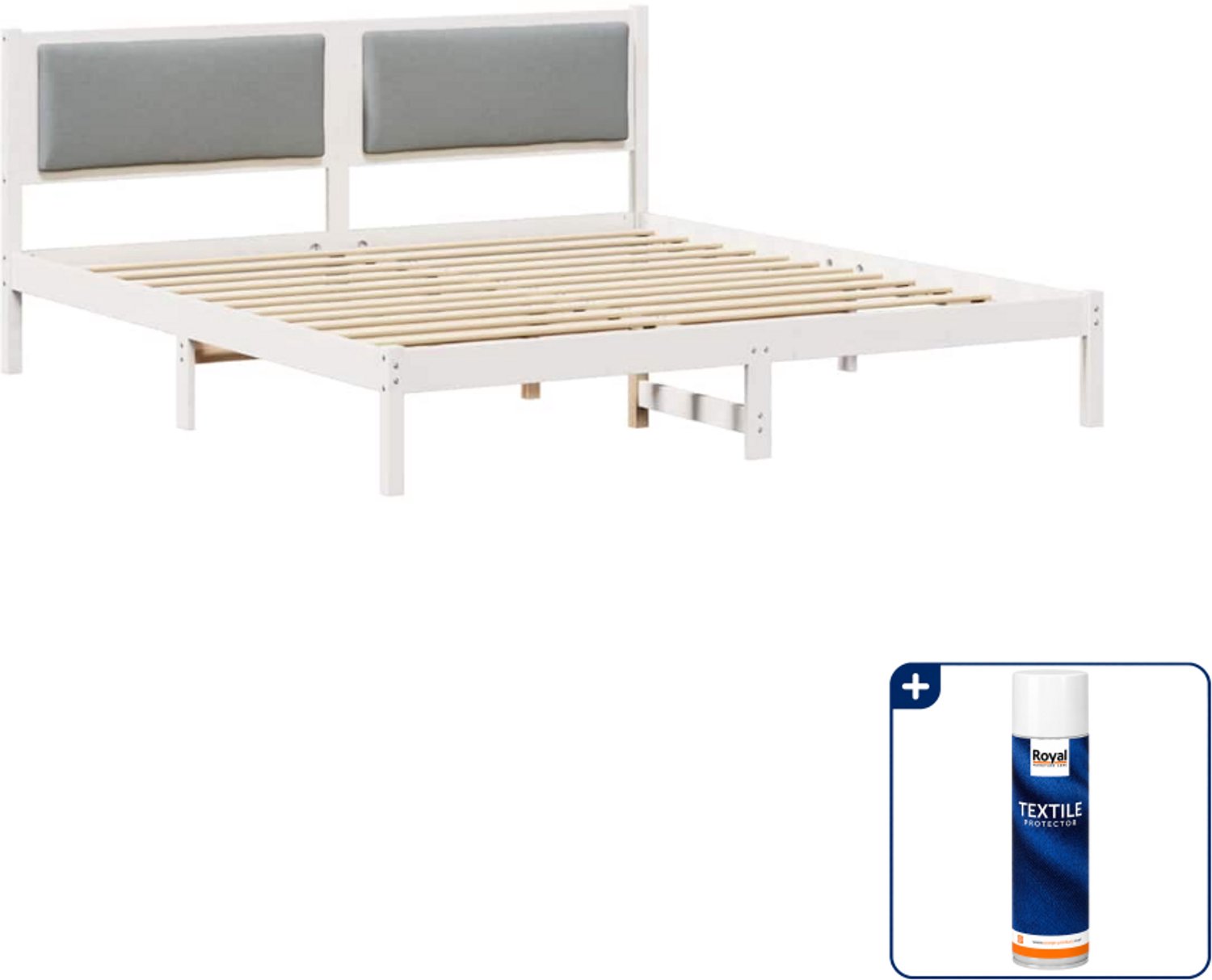 vidaXL Bedframe - Kingsize - 180 x 200 cm - lichtgrijs - Inclusief textielbeschermer 500 ml