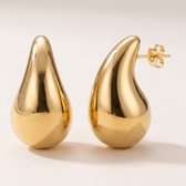 Lundholm Hazel Druppel Oorbellen Dames Goudkleurig - Grote Statement Oorbellen 3 cm - Chunky Teardrop Oorstekers - Premium Stainless Steel Gold PVD Plated - Waterproof & Hypoallergeen - Cadeau voor Haar