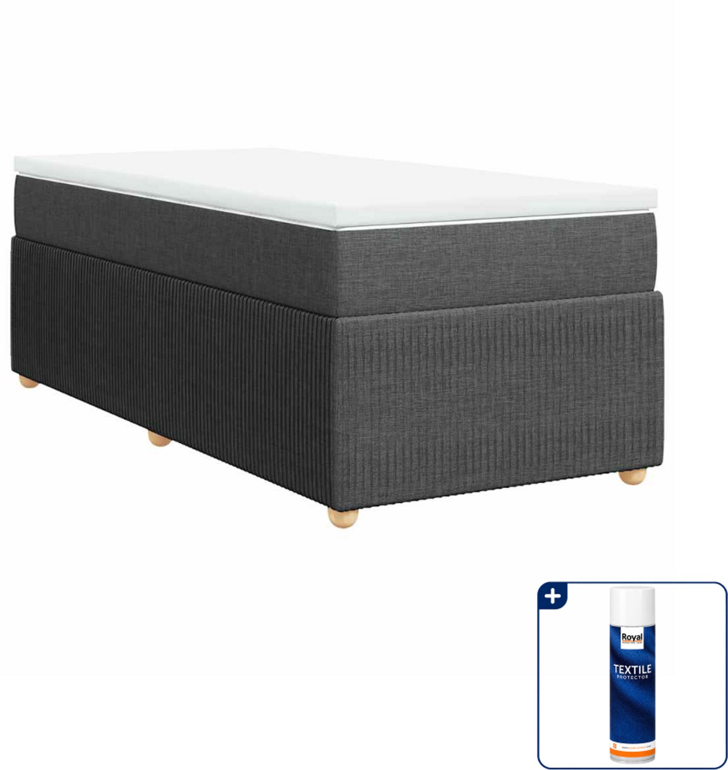vidaXL boxspring met matras 80 x 200 cm - donkergrijs - Inclusief textielbeschermer 500 ml