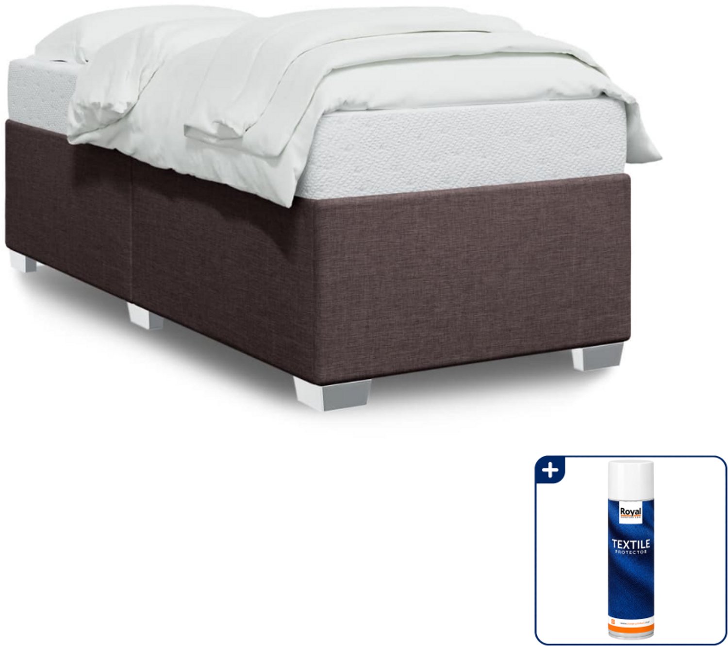vidaXL bedframe 90 x 200 cm - stof - donkerbruin - Inclusief textielbeschermer 500 ml Roze