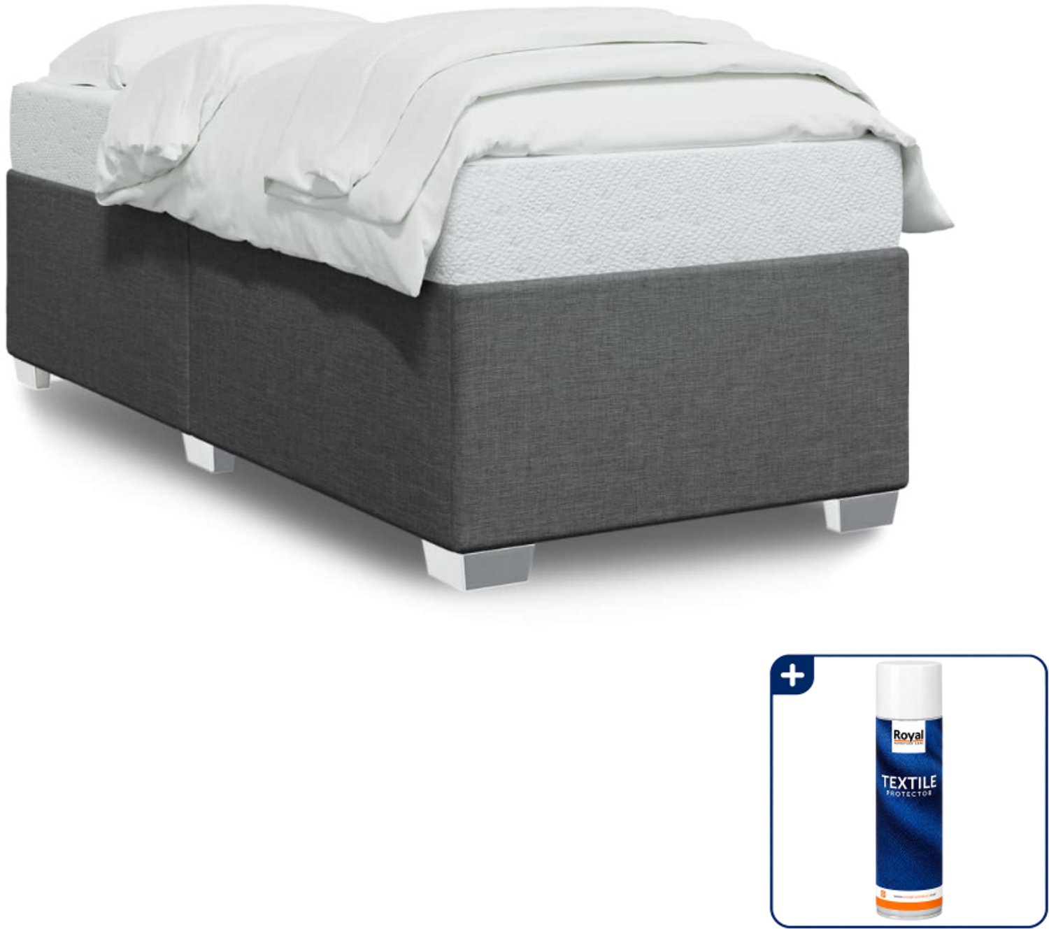 vidaXL bedframe - 80 x 200 cm - stof - donkergrijs - Inclusief textielbeschermer 500 ml