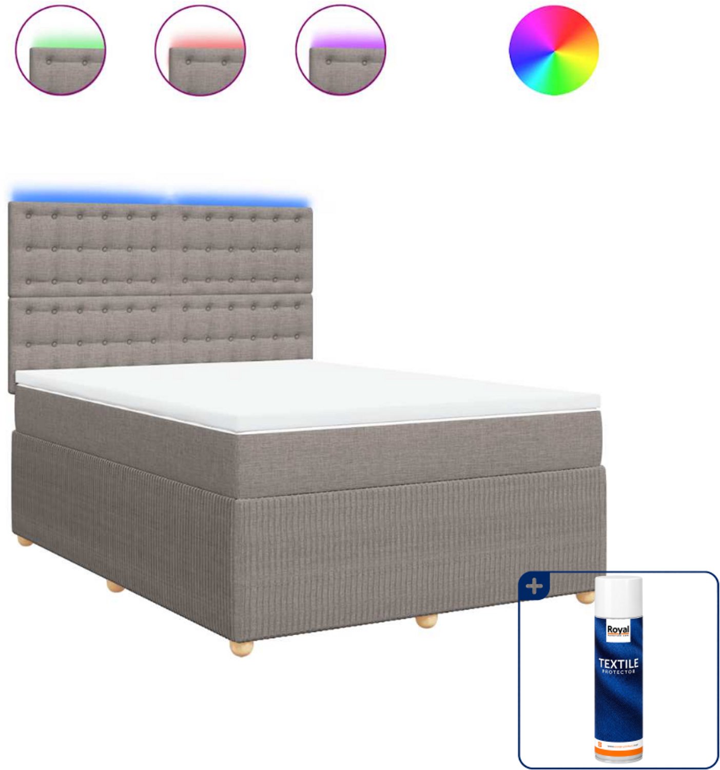 vidaXL Queensize boxspring met matras - 160 x 200 cm - taupe - Inclusief textielbeschermer 500 ml