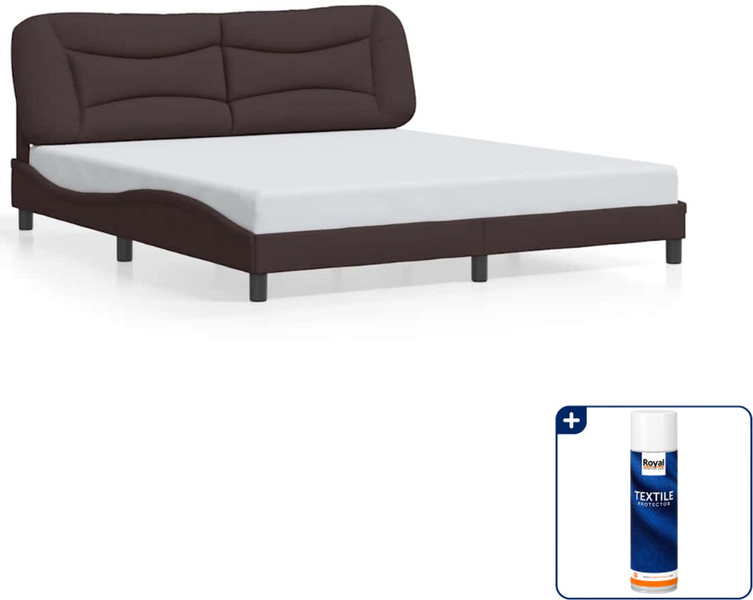vidaXL Bedframe Hvar - Kingsize - 180 x 200 cm - donkerbruin - Inclusief textielbeschermer 500 ml
