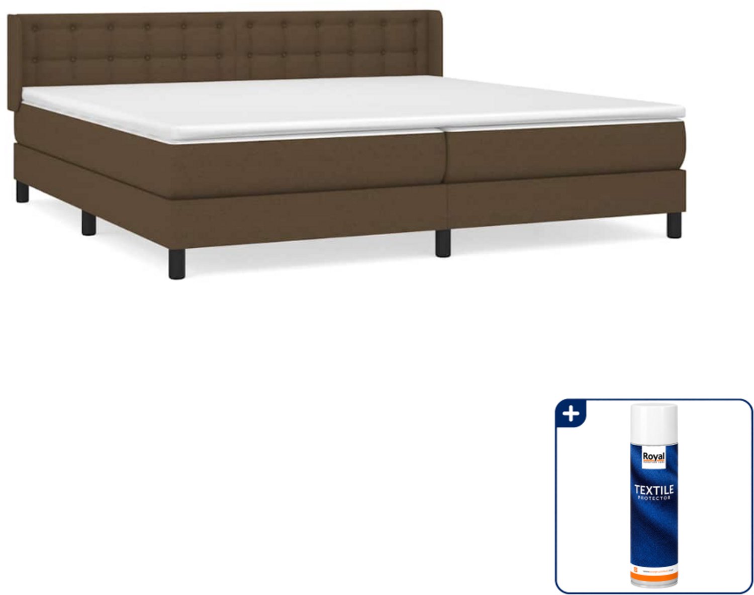 vidaXL boxspring met matras - 200 x 200 cm - donkerbruin - Inclusief textielbeschermer 500 ml