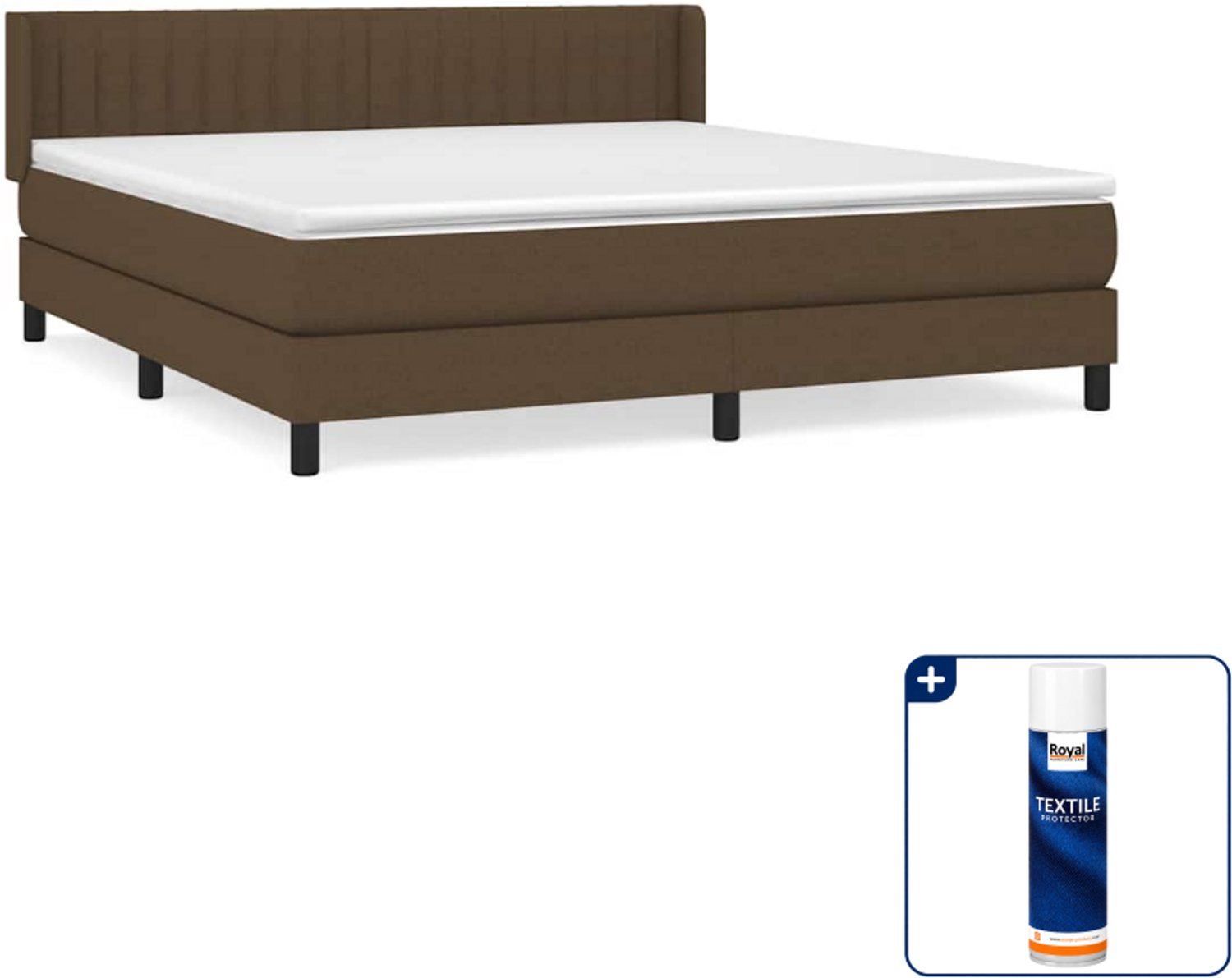 vidaXL boxspring Kingsize - 180 x 200 cm - stof - donkerbruin - Inclusief textielbeschermer 500 ml