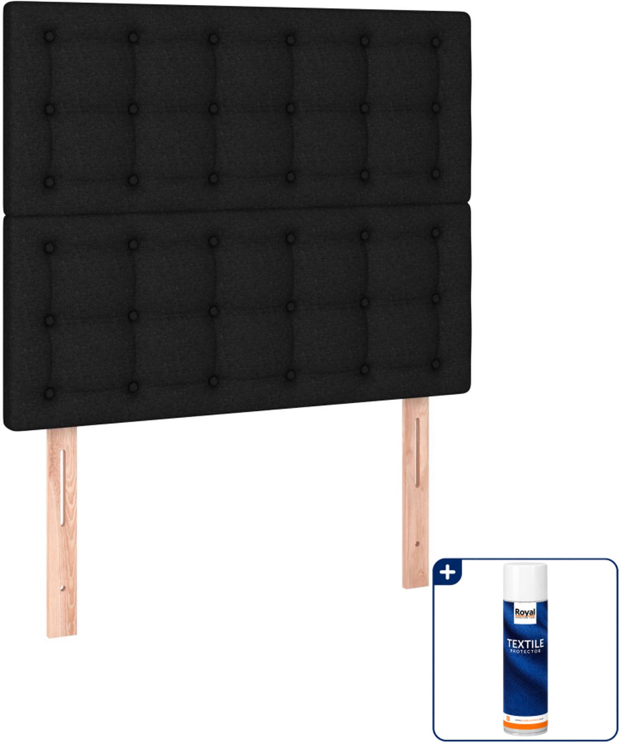 vidaXL boxspring met matras en bankje - 120 x 190 cm - zwart - Inclusief textielbeschermer 500 ml