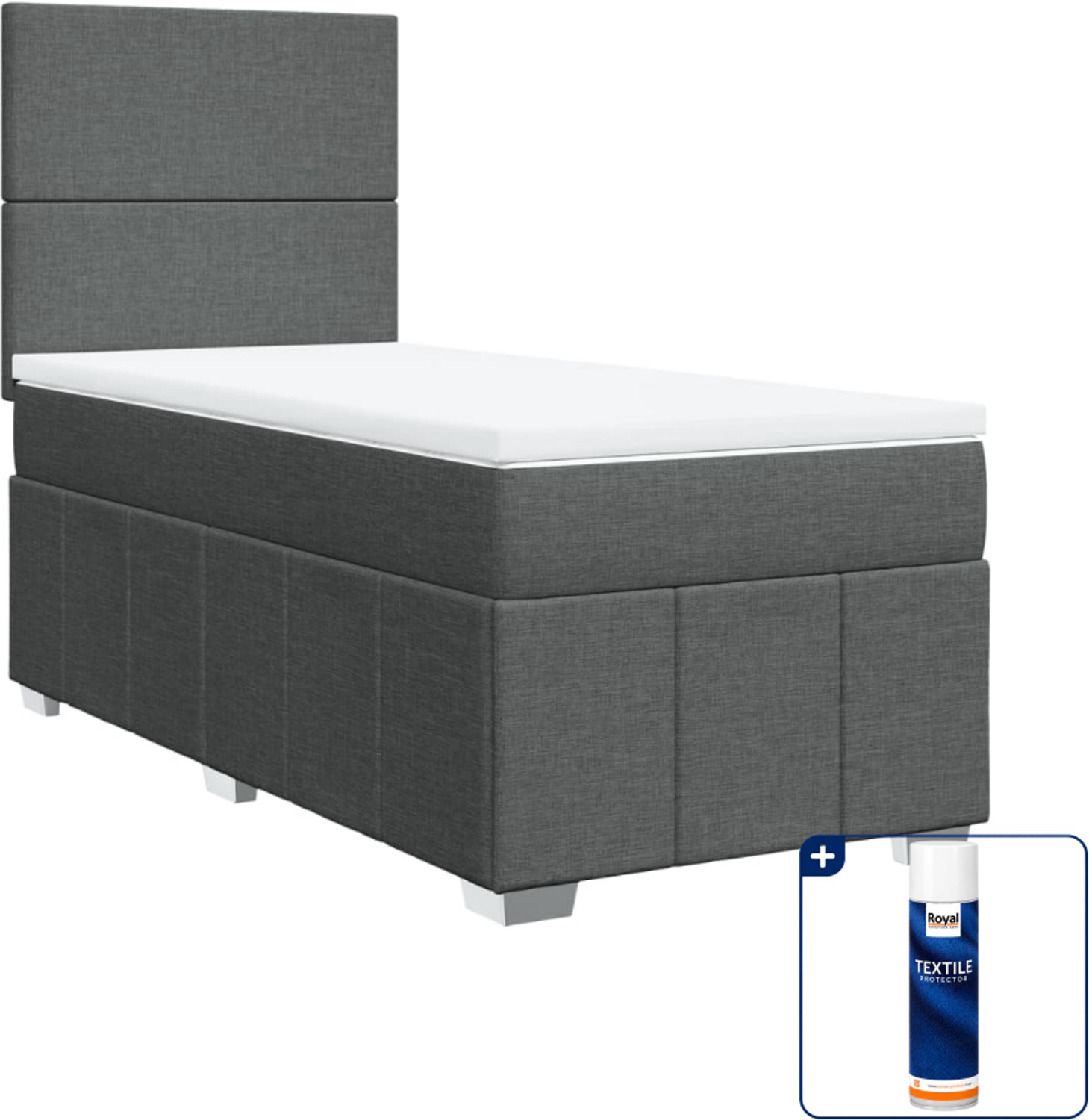 vidaXL boxspring met matras 80 x 200 cm - donkergrijs - Inclusief textielbeschermer 500 ml
