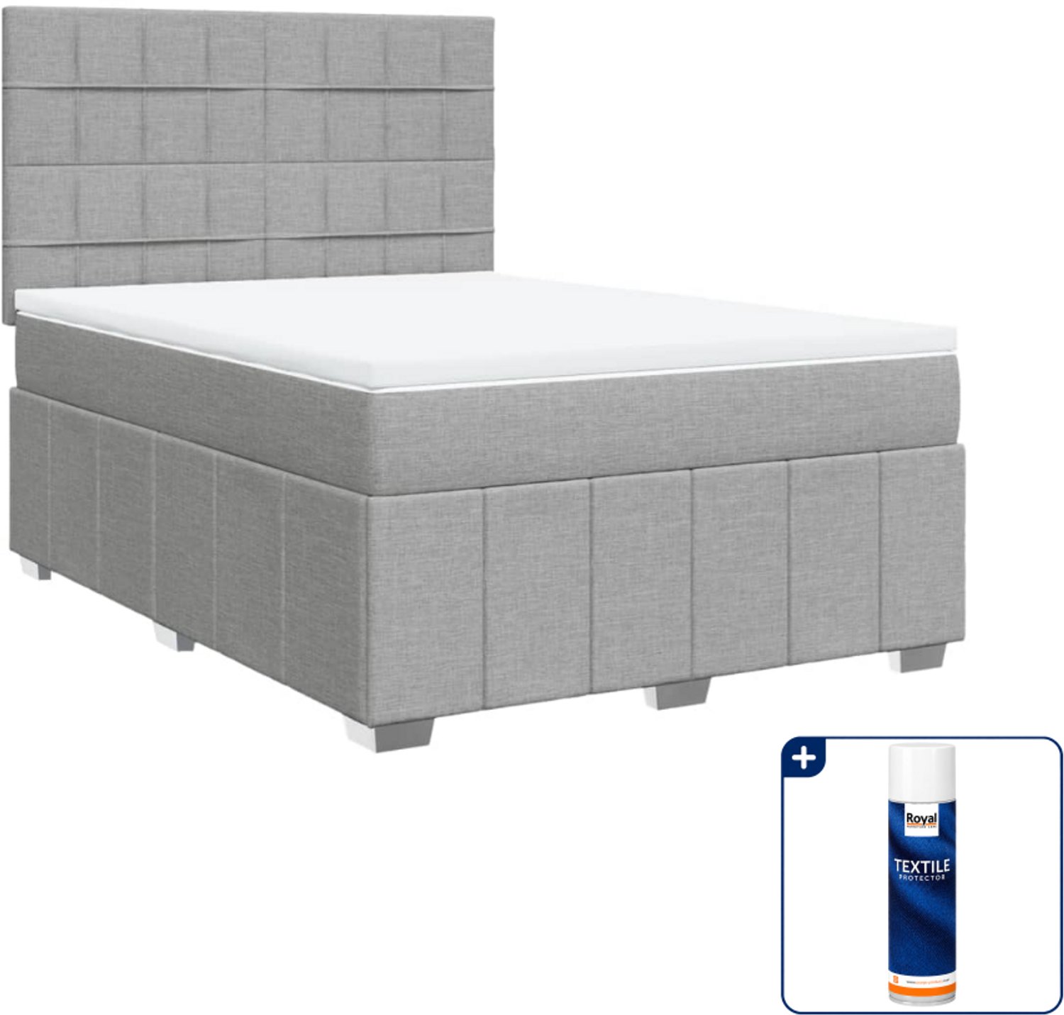 vidaXL boxspring Queensize - 160 x 200 cm - lichtgrijs - Inclusief textielbeschermer 500 ml