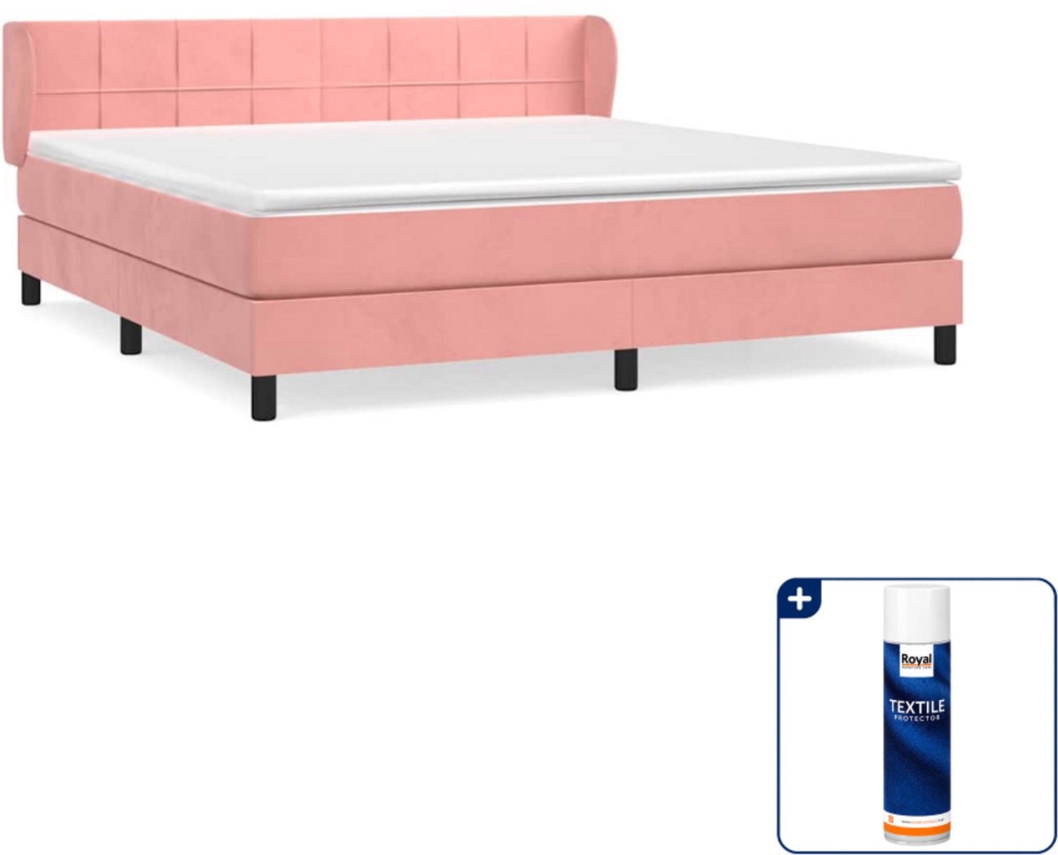 vidaXL boxspring met matras - Queensize - 160 x 200 cm - roze - Inclusief textielbeschermer 500 ml