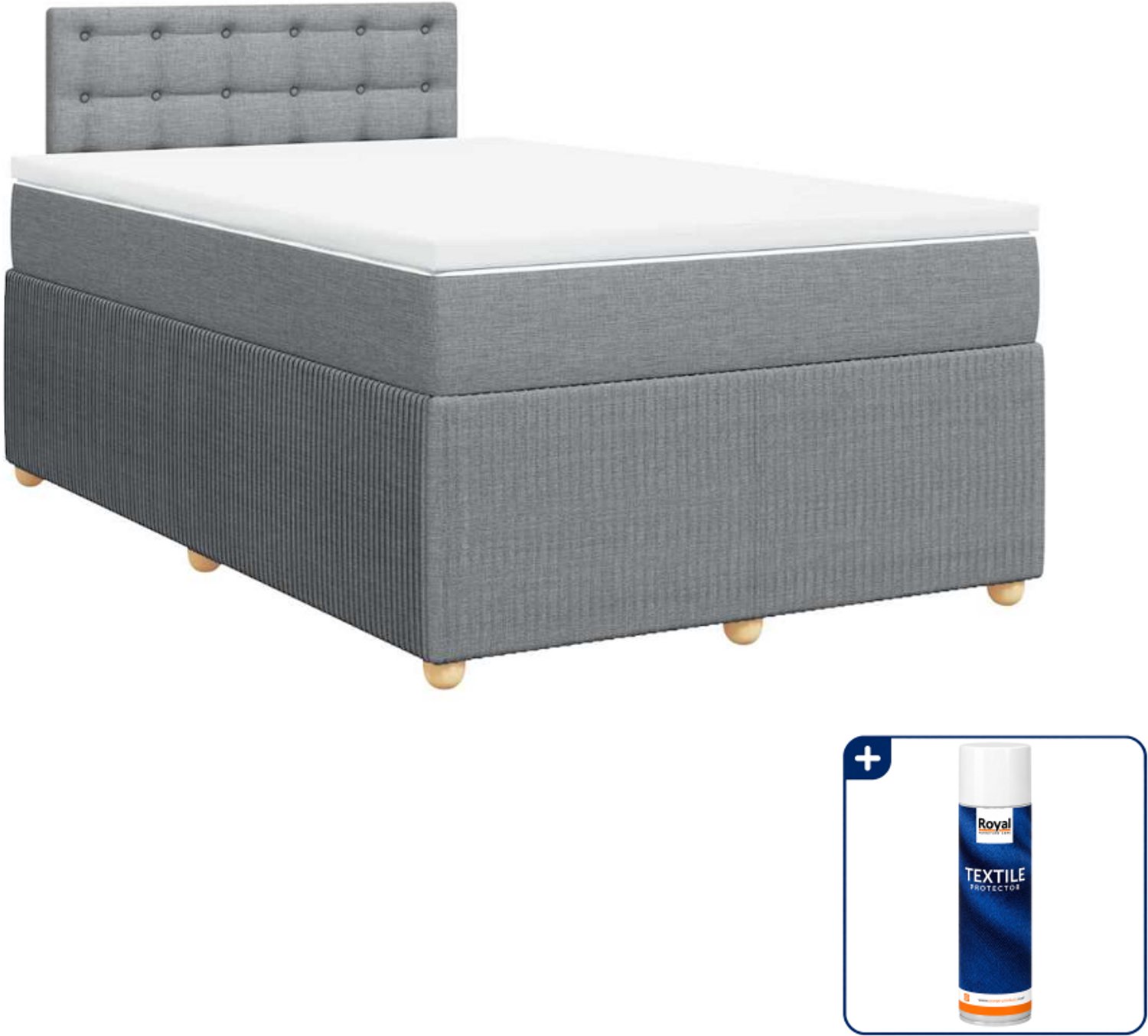 vidaXL boxspring met matras 120 x 190 cm - lichtgrijs - Inclusief textielbeschermer 500 ml